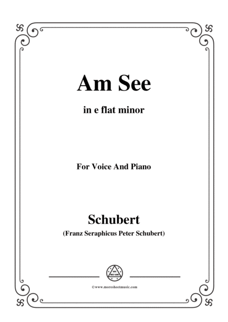 Schubert Am See In E Flat Minor For Voice Piano Sheet Music