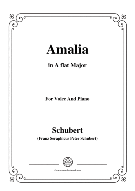 Schubert Amalia Op 173 No 1 In A Flat Major For Voice Piano Sheet Music