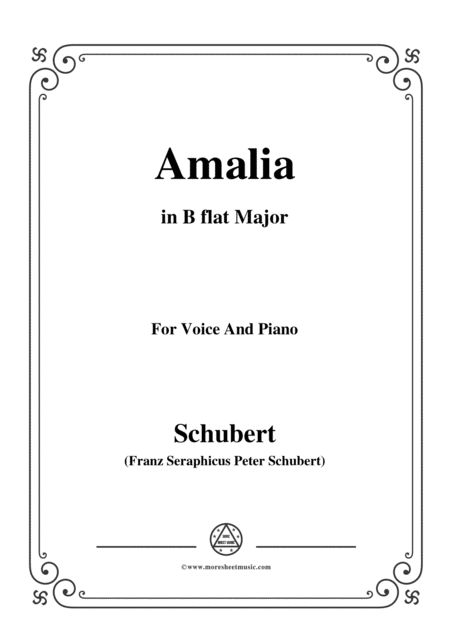 Schubert Amalia Op 173 No 1 In B Flat Major For Voice Piano Sheet Music