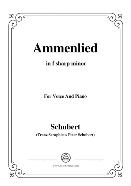 Schubert Ammenlied In F Sharp Minor For Voice And Piano Sheet Music