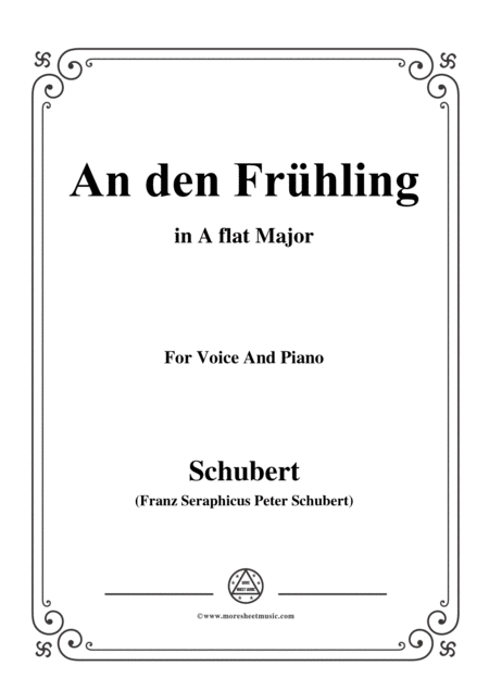 Schubert An Den Frhling In A Flat Major For Voice Piano Sheet Music