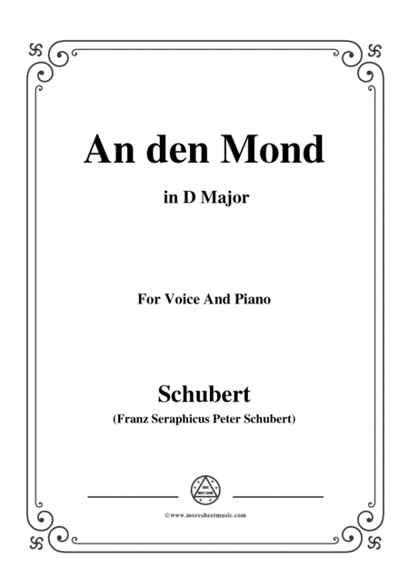 Schubert An Den Mond D 259 In E Flat Major For Voice Piano Sheet Music