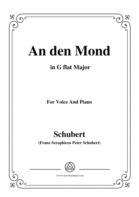 Schubert An Den Mond D 259 In G Flat Major For Voice Piano Sheet Music