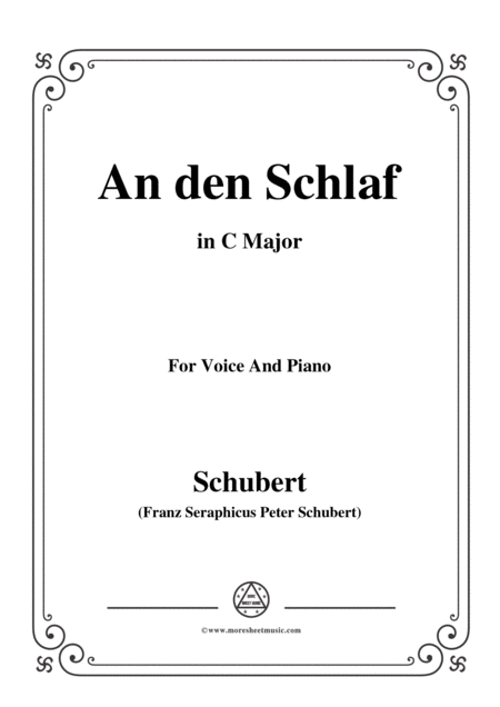 Free Sheet Music Schubert An Den Schlaf In C Major For Voice Piano