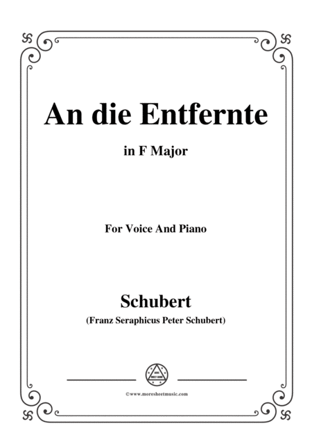 Free Sheet Music Schubert An Die Entfernte In F Major For Voice Piano