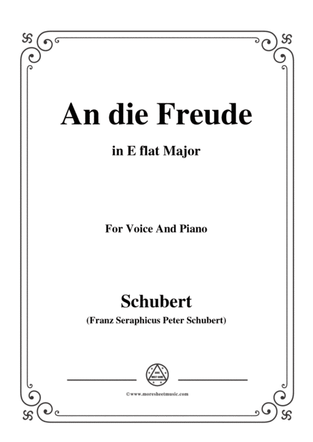 Schubert An Die Freude Op 111 No 1 In E Flat Major For Voice Piano Sheet Music