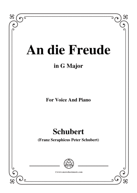 Schubert An Die Freude Op 111 No 1 In G Major For Voice Piano Sheet Music