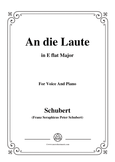 Free Sheet Music Schubert An Die Laute Op 81 No 2 In E Flat Major For Voice Piano