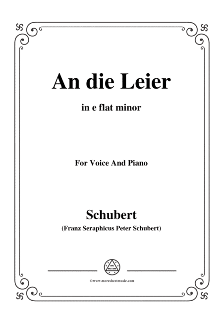 Schubert An Die Leier To My Lyre Op 56 No 2 In E Flat Minor For Voice Piano Sheet Music