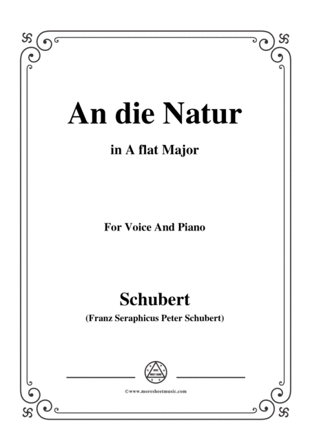 Free Sheet Music Schubert An Die Natur In A Flat Major For Voice Piano