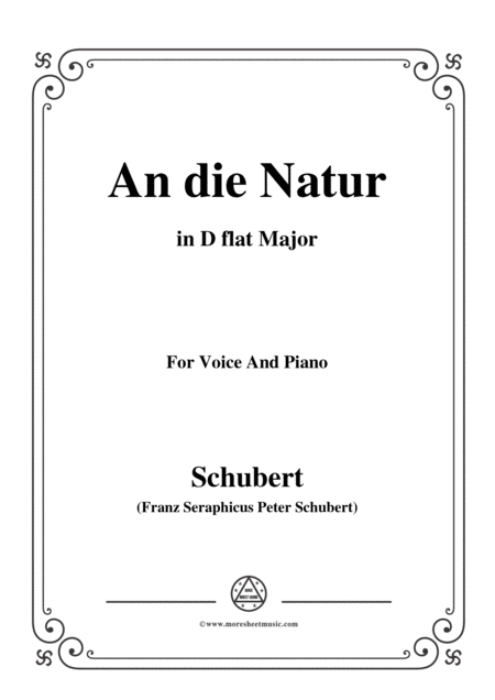 Schubert An Die Natur In D Flat Major For Voice Piano Sheet Music