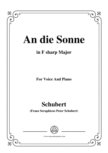 Schubert An Die Sonne In F Sharp Major For Voice Piano Sheet Music