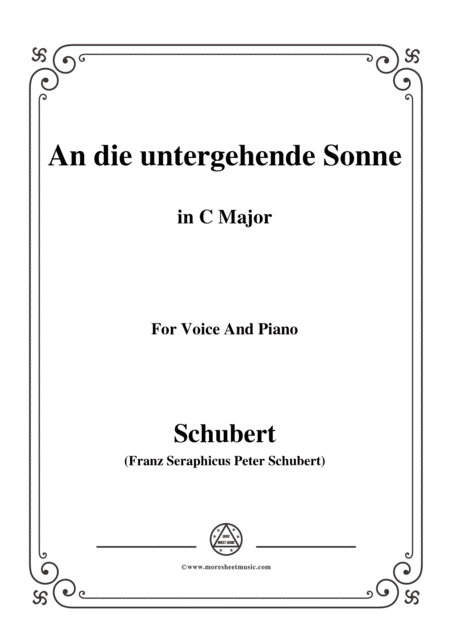 Schubert An Die Untergehende Sonne Op 44 In C Major For Voice Piano Sheet Music