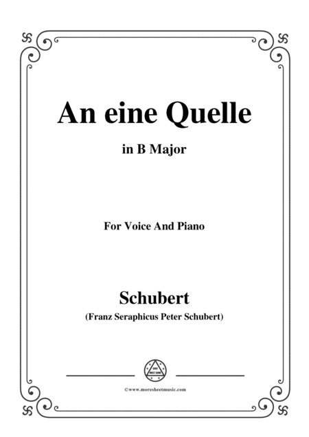 Schubert An Eine Quelle In B Major Op 109 No 3 For Voice And Piano Sheet Music