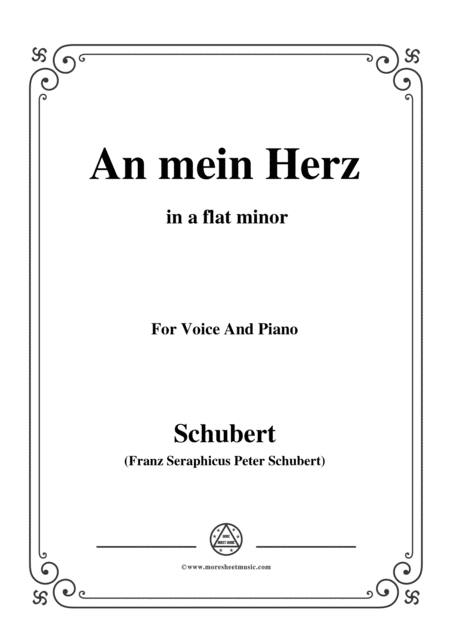 Schubert An Mein Herz In A Flat Minor For Voice Piano Sheet Music