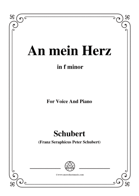 Schubert An Mein Herz In F Minor For Voice Piano Sheet Music