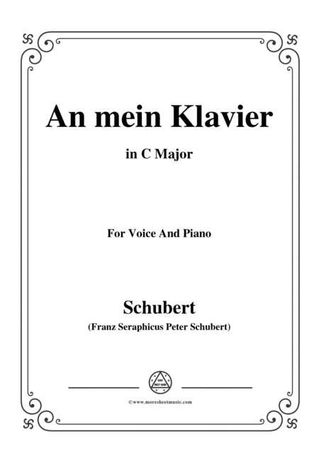 Schubert An Mein Klavier In C Major For Voice Piano Sheet Music