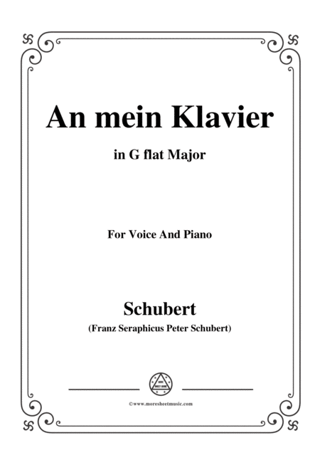 Schubert An Mein Klavier In G Flat Major For Voice Piano Sheet Music