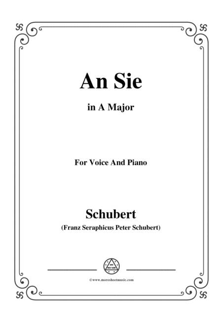 Schubert An Sie In A Major For Voice Piano Sheet Music