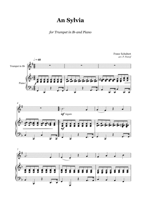 Free Sheet Music Schubert An Sylvia Trumpet And Piano