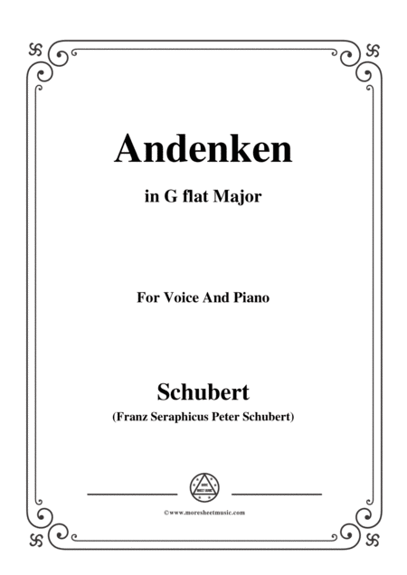 Schubert Andenken In G Flat Major For Voice Piano Sheet Music