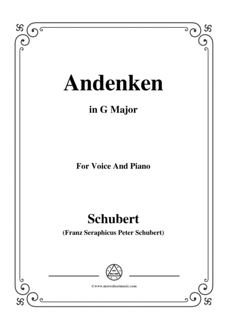 Schubert Andenken In G Major For Voice Piano Sheet Music