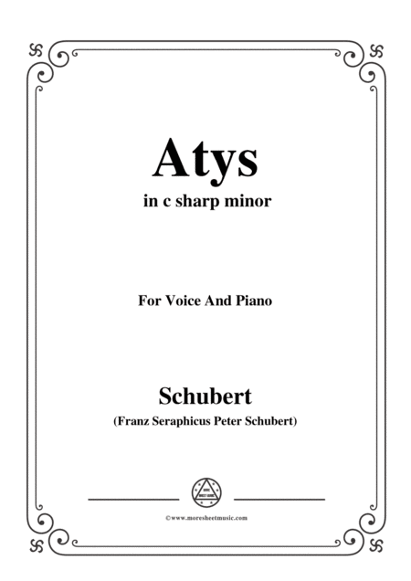 Schubert Atys In C Sharp Minor For Voice And Piano Sheet Music