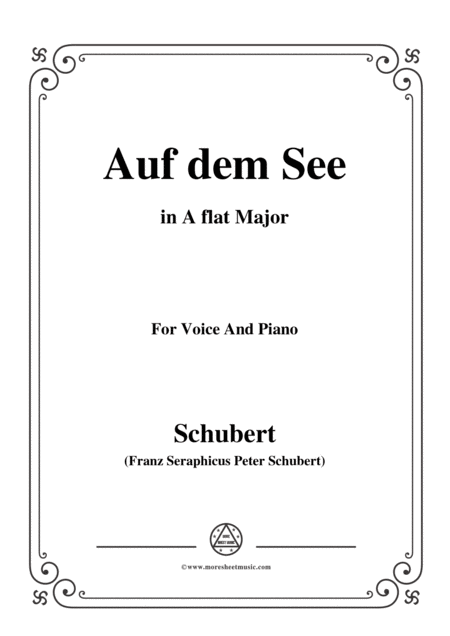 Schubert Auf Dem See Op 92 No 2 In A Flat Major For Voice Piano Sheet Music