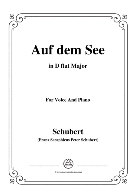 Schubert Auf Dem See Op 92 No 2 In D Flat Major For Voice Piano Sheet Music