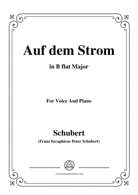 Schubert Auf Dem Strom Op 119 In B Flat Major For Voice Piano Sheet Music