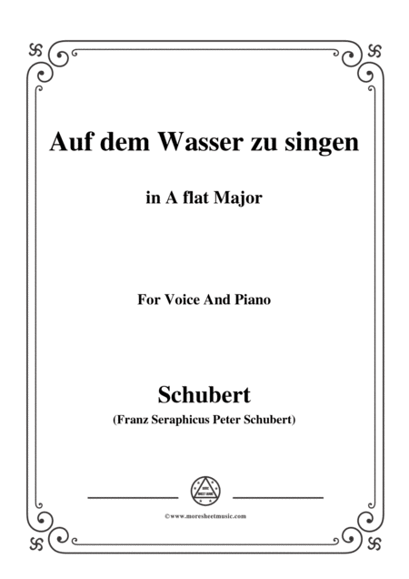 Schubert Auf Dem Wasser Zu Singen In A Flat Major For Voice And Piano Sheet Music