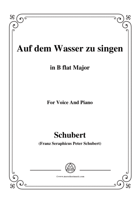 Free Sheet Music Schubert Auf Dem Wasser Zu Singen In B Flat Major For Voice And Piano