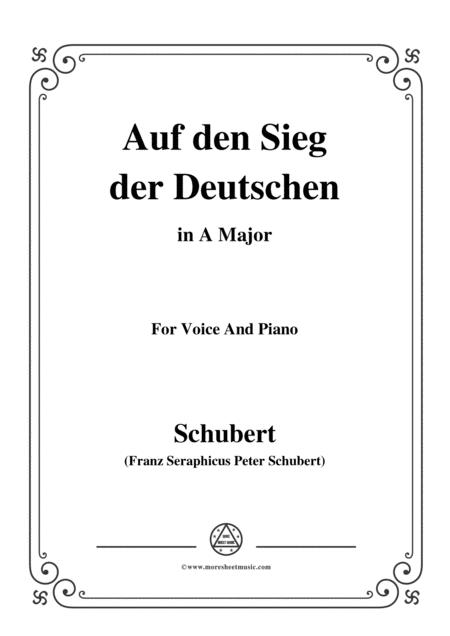 Free Sheet Music Schubert Auf Den Sieg Der Deutschen In A Major For Voice 2 Violins Cello