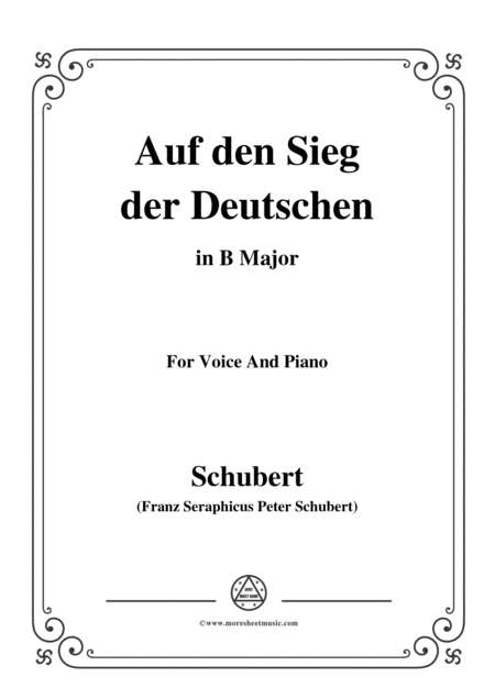 Free Sheet Music Schubert Auf Den Sieg Der Deutschen In B Major For Voice 2 Violins Cello