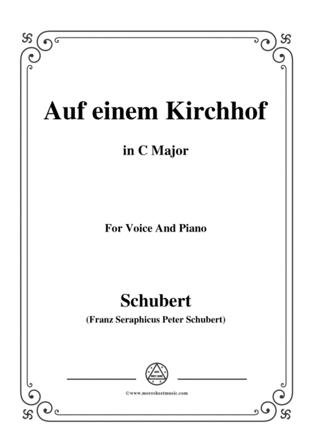 Schubert Auf Einem Kirchhof In D Flat Major For Voice Piano Sheet Music