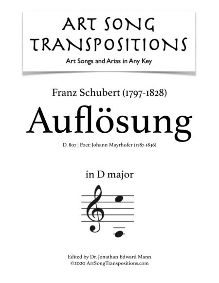 Schubert Auflsung D 807 Transposed To D Major Sheet Music