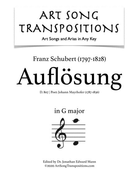 Schubert Auflsung D 807 Transposed To G Major Sheet Music