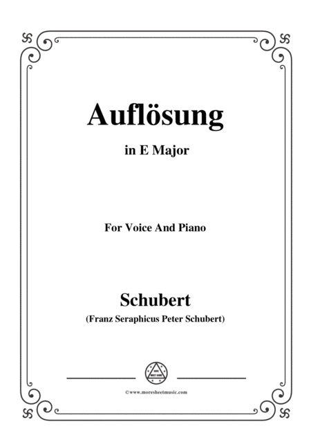 Schubert Auflsung In E Major For Voice Piano Sheet Music