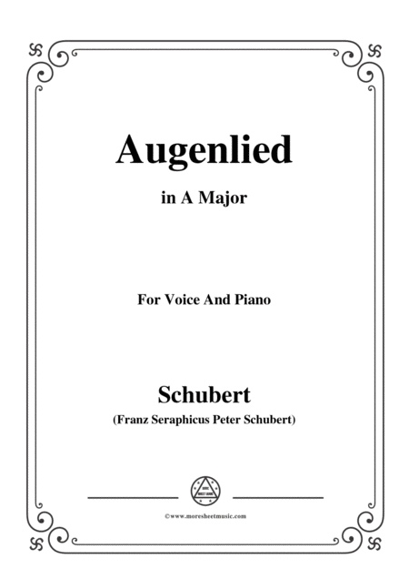 Schubert Augenlied In A Major For Voice Piano Sheet Music