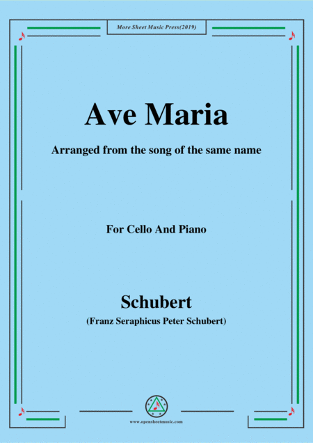 Schubert Ave Maria For Cello And Piano Sheet Music