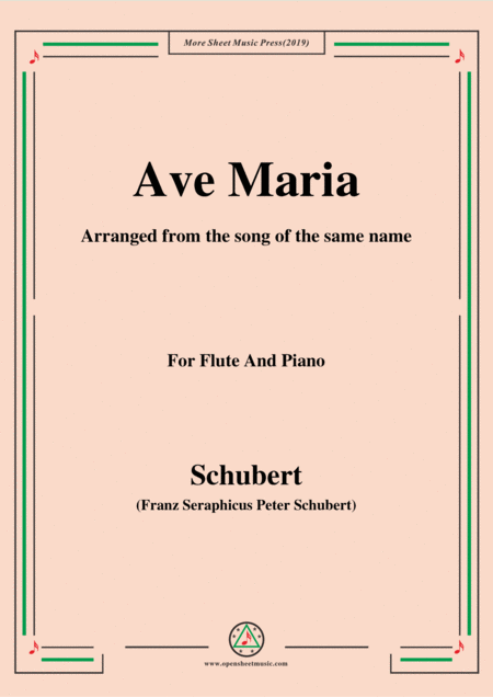 Free Sheet Music Schubert Ave Maria For Flute And Piano