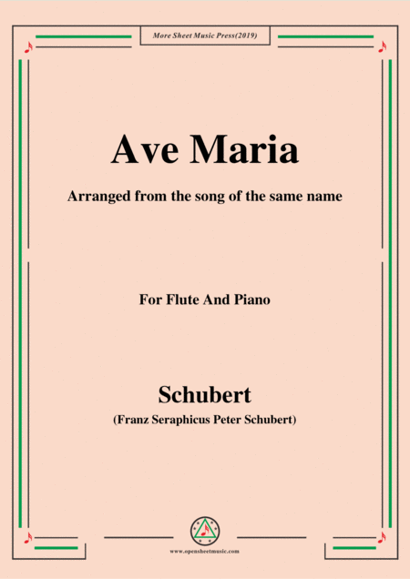 Schubert Ave Maria For Flute And Piano Sheet Music