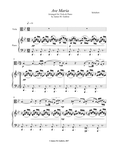 Schubert Ave Maria For Viola Piano Sheet Music