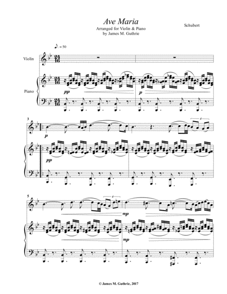 Schubert Ave Maria For Violin Piano Sheet Music