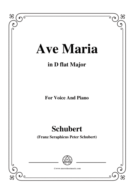 Schubert Ave Maria In D Flat Major For Voice And Piano Sheet Music