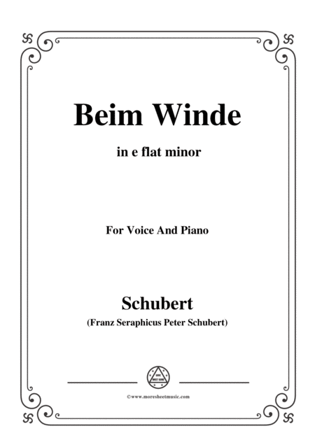 Schubert Beim Winde In E Flat Minor For Voice Piano Sheet Music
