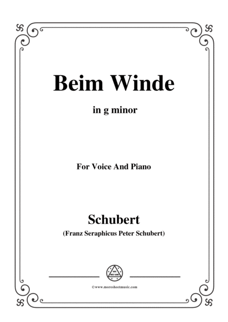 Free Sheet Music Schubert Beim Winde In G Minor For Voice Piano