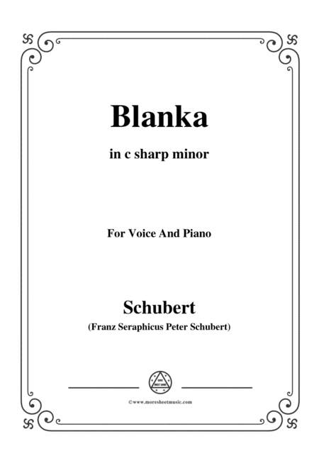 Schubert Blanka In C Sharp Minor For Voice Piano Sheet Music