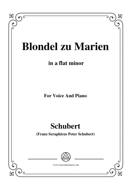 Schubert Blondel Zu Marien In A Flat Minor For Voice Piano Page 1