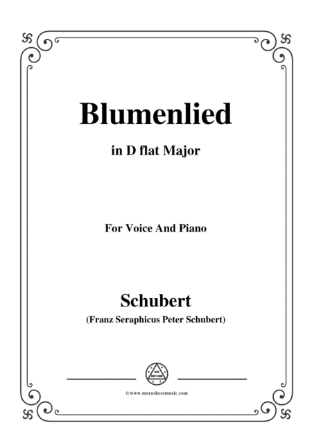 Free Sheet Music Schubert Blumenlied In D Flat Major D 431 For Voice And Piano